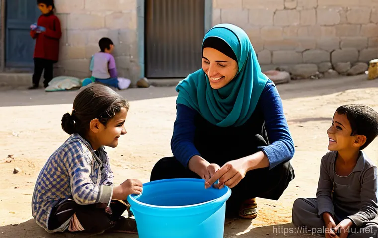 팔레스타인에서의 이주민 사회 - **Prompt: A young Palestinian child, approximately 8-10 years old, diligently studying late at night...