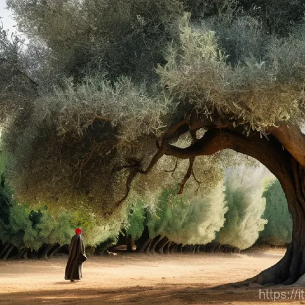 팔레스타인과 올리브 나무의 상징성 - **Prompt 1: The Timeless Guardian Olive Tree**
    "A majestic, ancient Palestinian olive tree, its ...