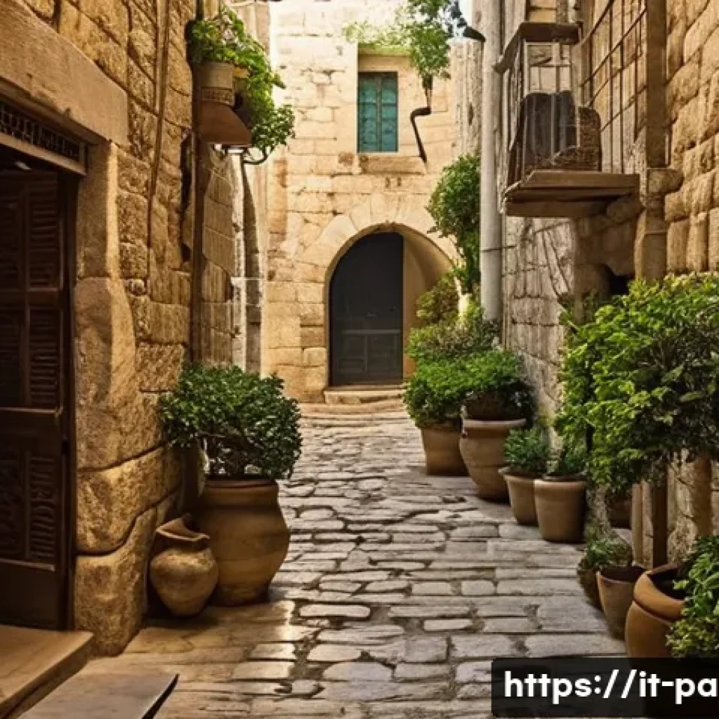 예루살렘 구시가지 가이드 - **Prompt 1: Ancient Alleys and Hidden Courtyards of Jerusalem**
    "A photorealistic image capturin...