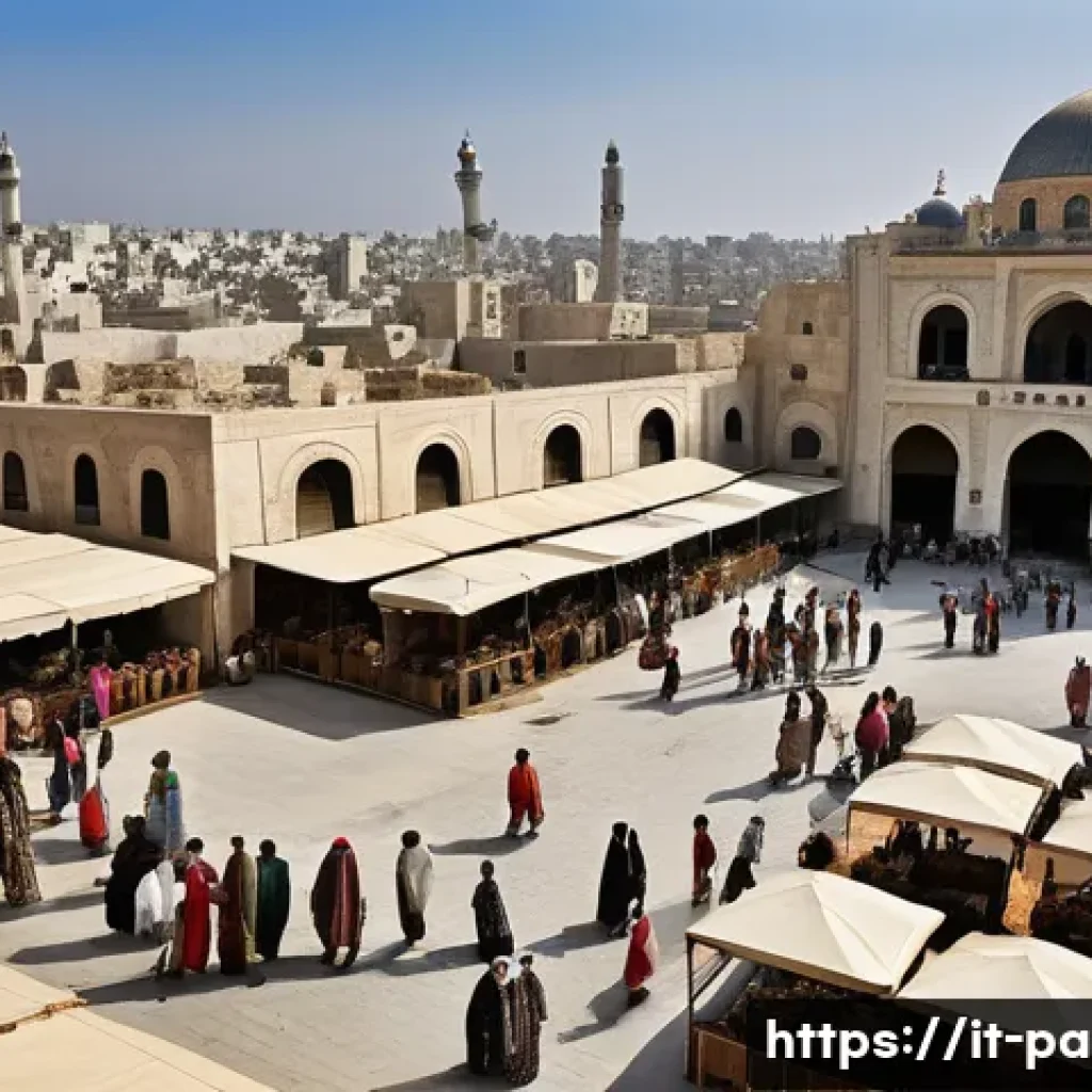 가자지구 여행 가이드 - **Prompt: Ancient Gaza, a Crossroads of Civilizations**
"An intricate, historically rich depicti...