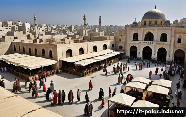 가자지구 여행 가이드 - **Prompt: Ancient Gaza, a Crossroads of Civilizations**
"An intricate, historically rich depicti...